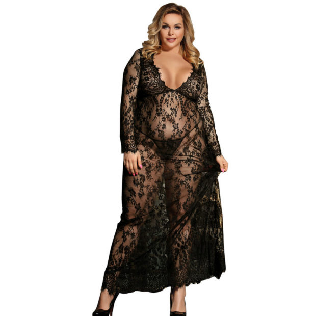 QUEEN PLUS VESTIDO LARGO MANGA LARGA