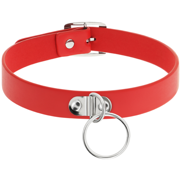 COLLAR CUERO VEGANO ROJO ACCESORIO WOMAN FETISH