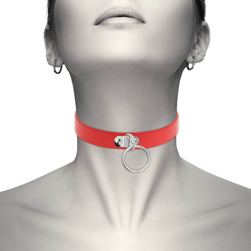 COLLAR CUERO VEGANO ROJO ACCESORIO WOMAN FETISH